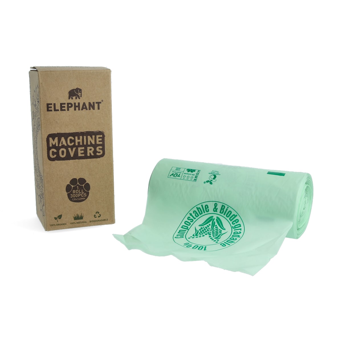 Elephant - Machine Bags auf Rolle - Biologisch Abbaubar - 13 x 14 cm - 300 Stück