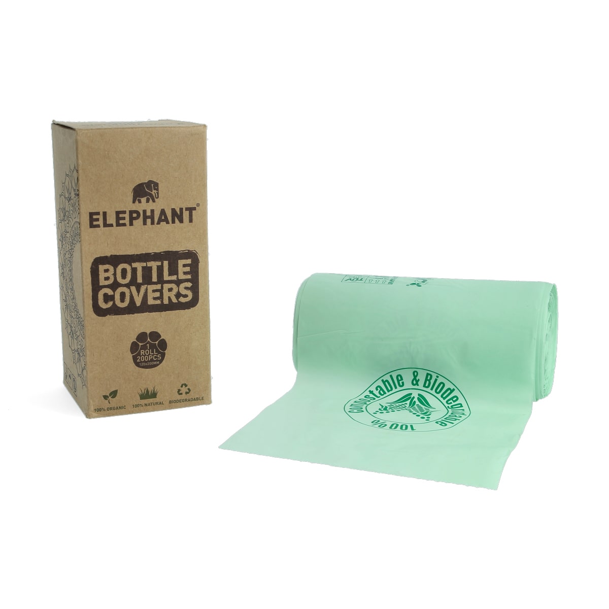 Elephant - Washbottle Bags auf Rolle - Biologisch Abbaubar - 12 x 20 cm - 200 Stück