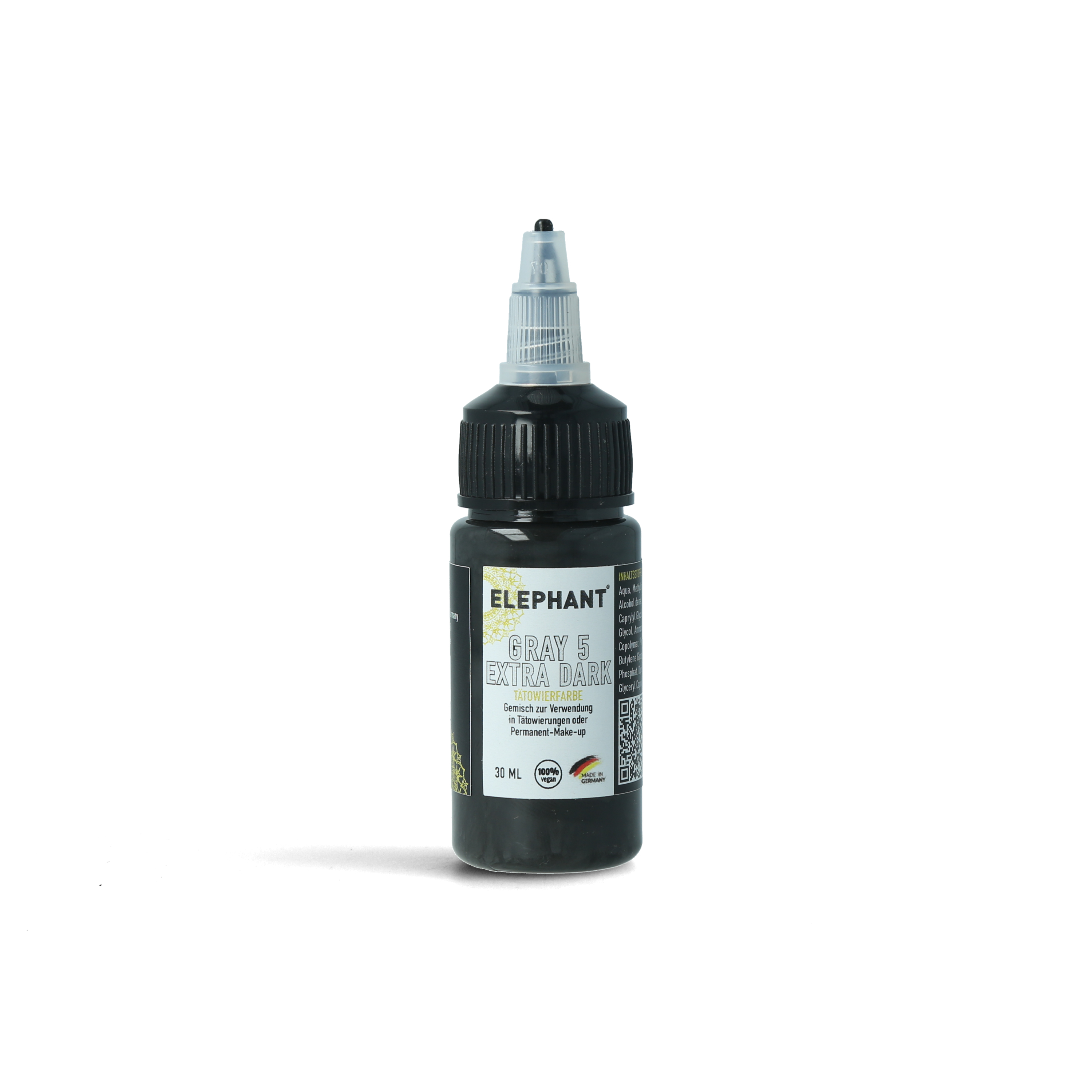Elephant Tattoo Ink Gray Extra Dark – Extrem dunkelgraue Tätowierfarbe für maximale Tiefe und finale Schattenakzente (30ml)