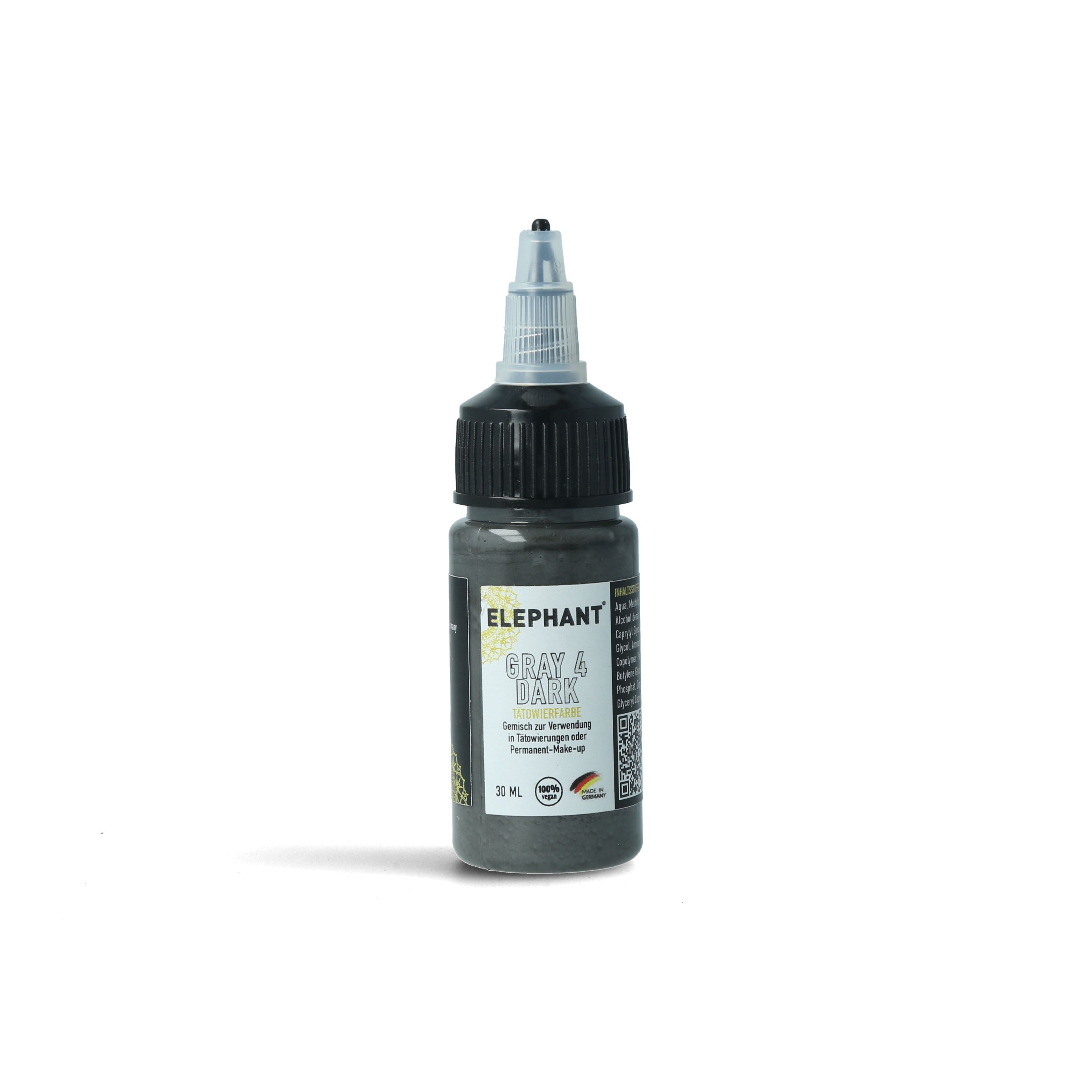 Elephant Tattoo Ink Gray Dark – Dunkelgraue Tätowierfarbe für ausgeprägte Schatten und satte Kontraste (30ml)