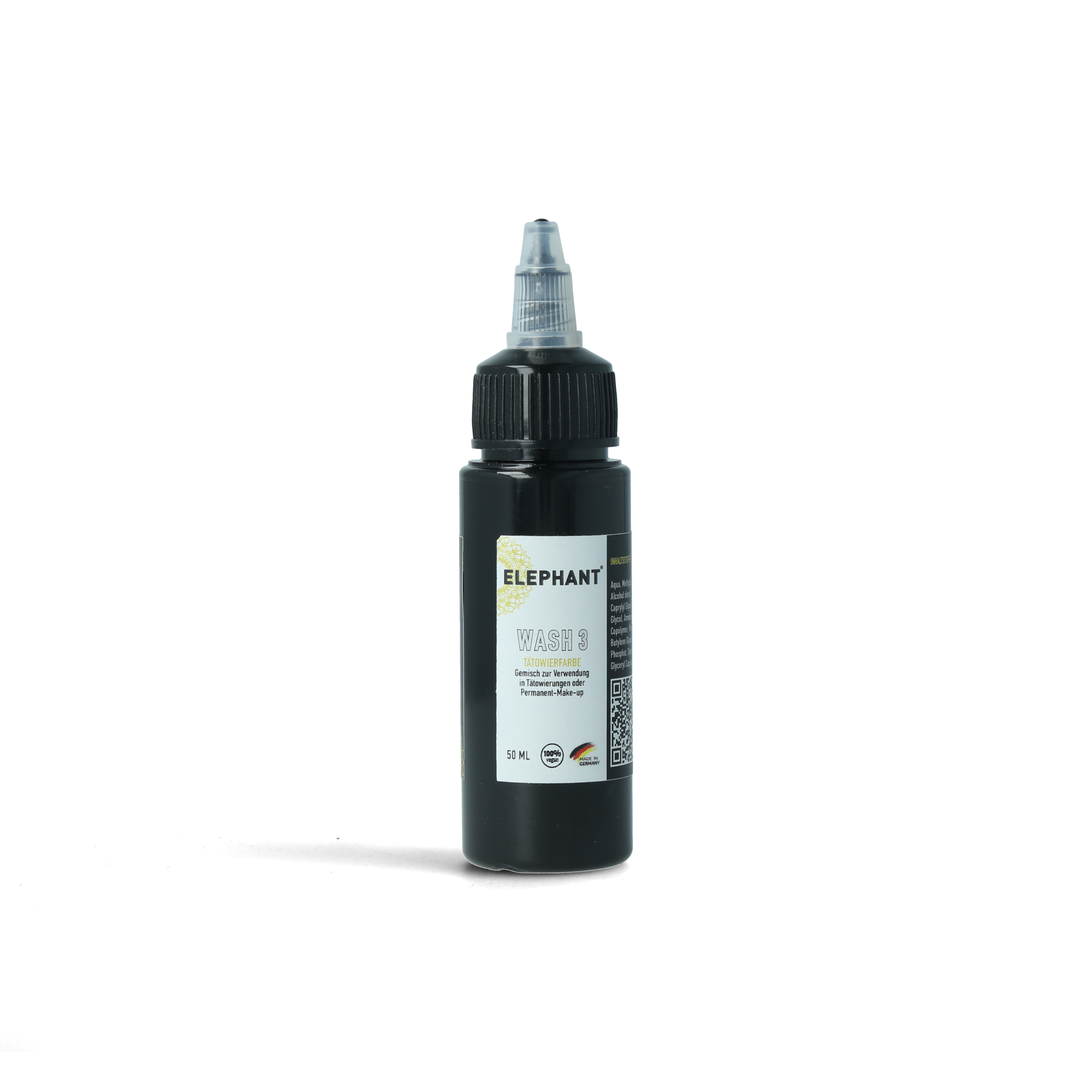 Elephant Tattoo Ink Wash 3 – Medium-dunkelgraue Tätowierfarbe (Ton 3 von 4) in der 50ml Flasche für prägnante Schattierungen und satte Tiefe