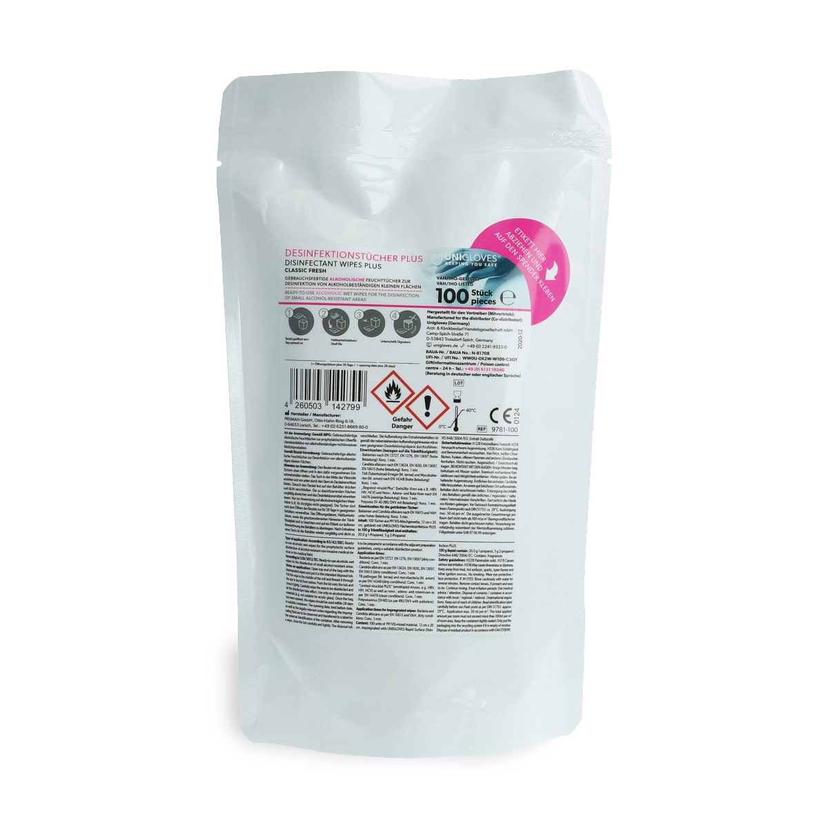 Unigloves Hygiene Wipes Refill pack (Fresh) - 100 units Unigloves Hygiene Wipes Refill pack (Fresh) - 100 units