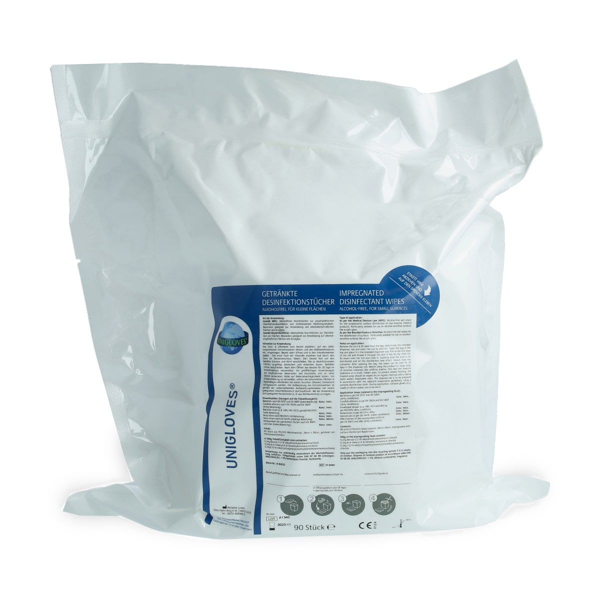 Unigloves - alcohol-free disinfectant wipes - 90 sheets
 Unigloves - alcohol-free disinfectant wipes - 90 sheets