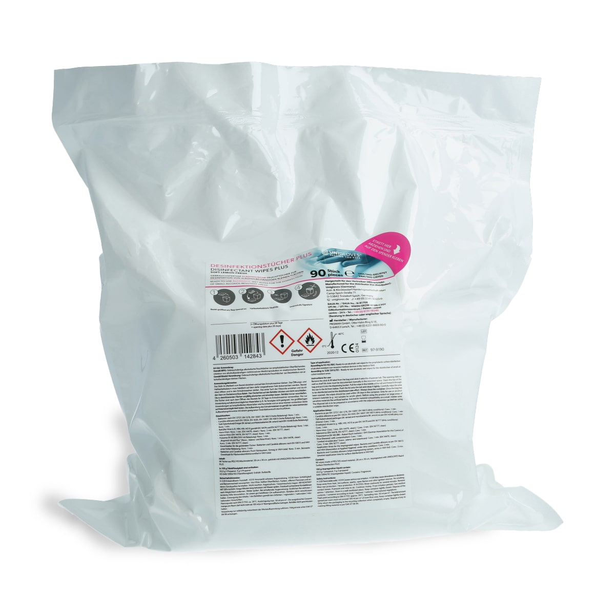 Unigloves - Desinfektionstücher Plus Soft - Lemon Fresh - 90 Blatt