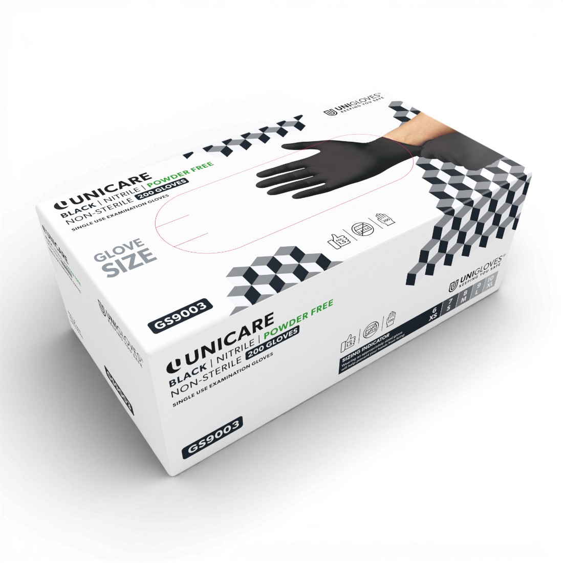 Unigloves - Soft Nitril Handschuhe schwarz - 200 Stück Größe: L