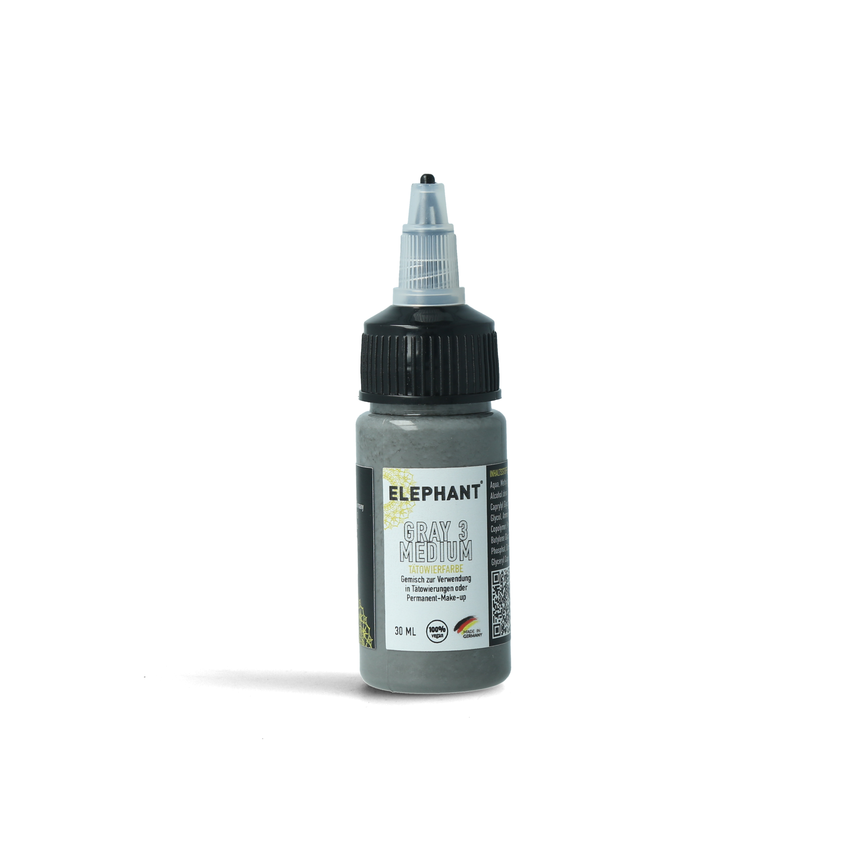 Elephant Tattoo Ink Gray Medium – Mittelgraue Tätowierfarbe für ausgewogene Schattierungen und natürliche Tiefenwirkung (30ml)