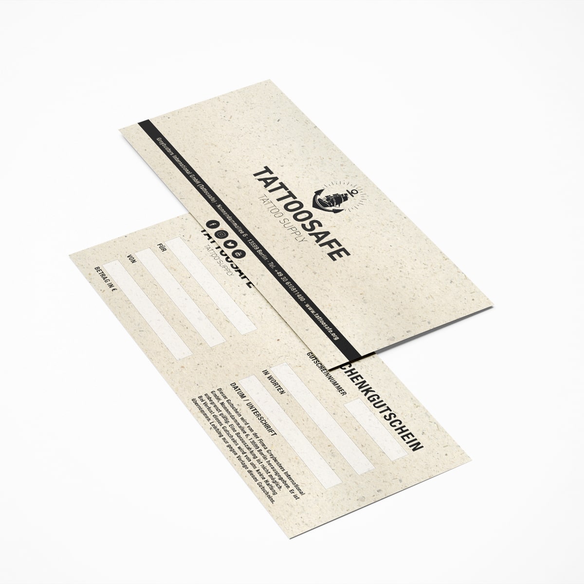 Gutschein für den Tattoosafe Tattoo Supply Betrag: 150 €