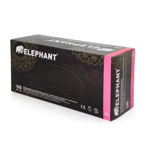Elephant - Latex Handschuhe mit Lanolin &amp; Vitamin E - schwarz, 100 Stück